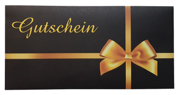 Gutschein-Briefumschläge schwarz mit goldener Schlaufe