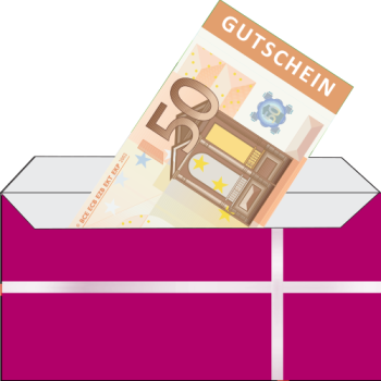 Preview: Gutschein-Briefumschläge magenta mit weißer Schlaufe
