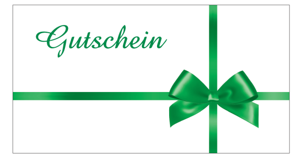 Gutschein-Briefumschläge weiß mit grüner Schlaufe